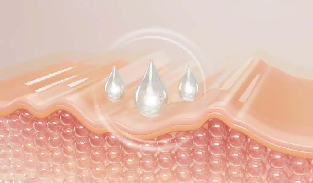 photo of hydration of crepey cheek skin with mesotherapy